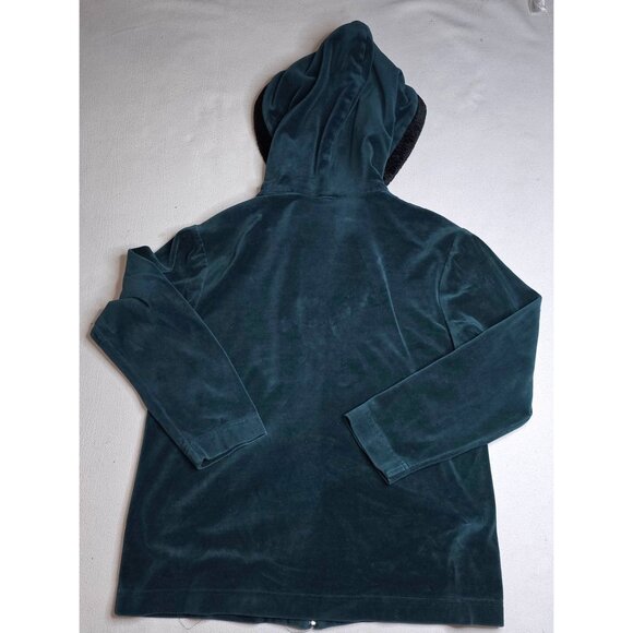 Vtg Lucia Womens Velour Hooded Tracksuit Set Faux Fur Hunter Green Y2K - Picture 5 of 11